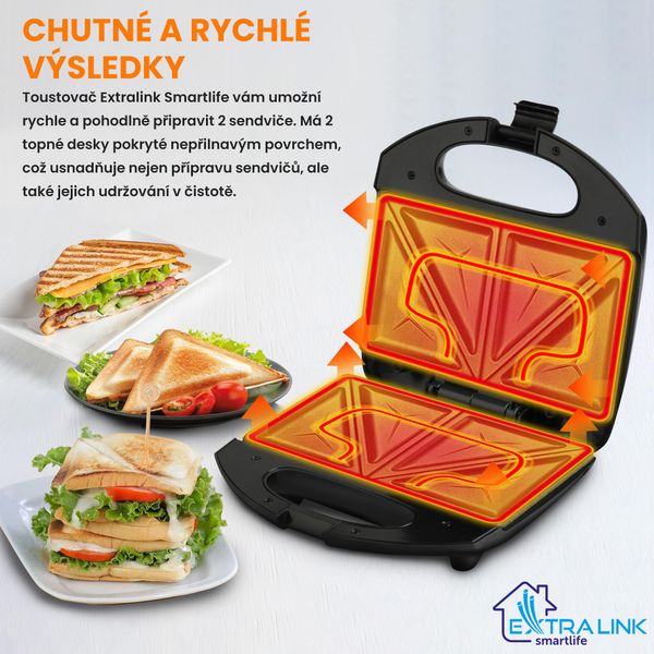 Extralink, Smart Life, Macchina Per Panini SJ-22, Tostapane, 750W-image