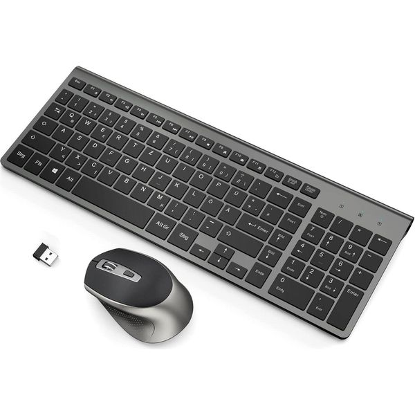 Set Di Tastiera E Mouse Senza Fili, Usb 2.4GHZ Ultra Thin Advanced Keyboard Mouse Wireless Combo Qwertz Layout (Layout Tedesco)-image