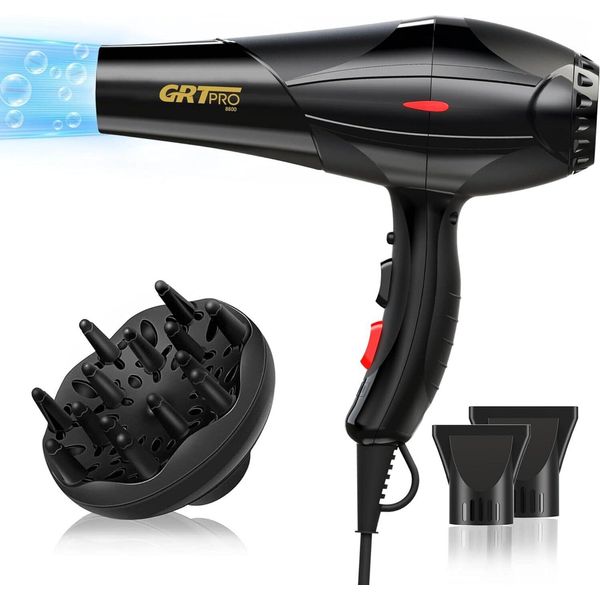 Asciugacapelli Professionale 2400W Motore Ac Asciugacapelli Con 1 Diffusore E 2 Ugelli Per Lo Styling Per Il Salone Di Capelli In Viaggio E La Famiglia-image