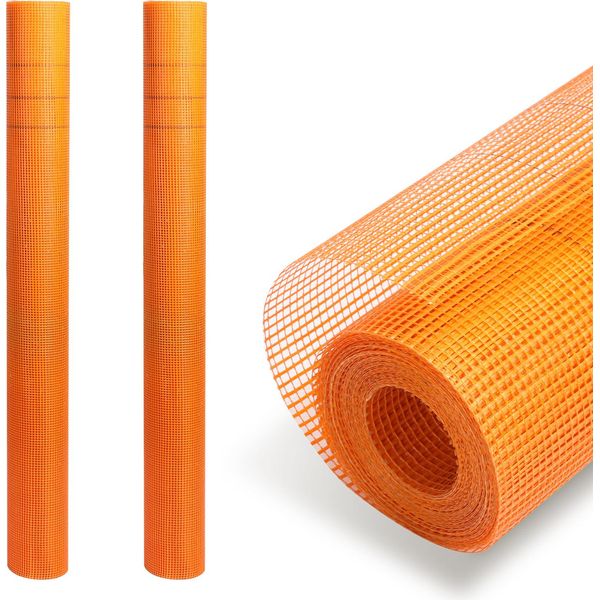 Tolletour 2 Rotoli Di Tessuto Di Armatura 160G/M² 4X4Mm Tessuto Per Intonaco Tessuto In Fibra Di Vetro Arancione 100M²-image