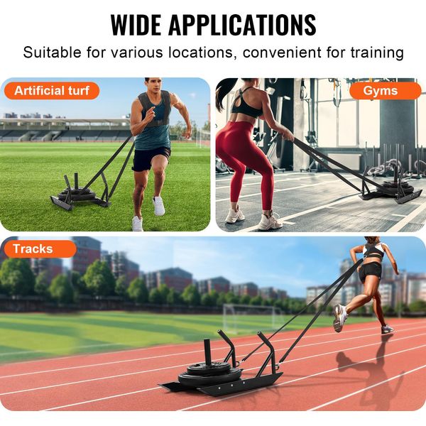 Vevor Slitta Da Traino Slitta Da 227 Kg Peso Slitta Fitness Allenamento Della Forza Per Allenamento Sportivo E Miglioramento Della Velocità, Nero-image