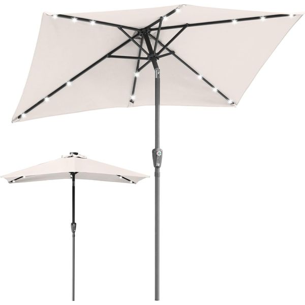 Ombrellone Clanmacy 200 X 300 Cm Ombrellone Da Giardino Ombrellone Pieghevole Ombrellone Con Manovella, Beige-image