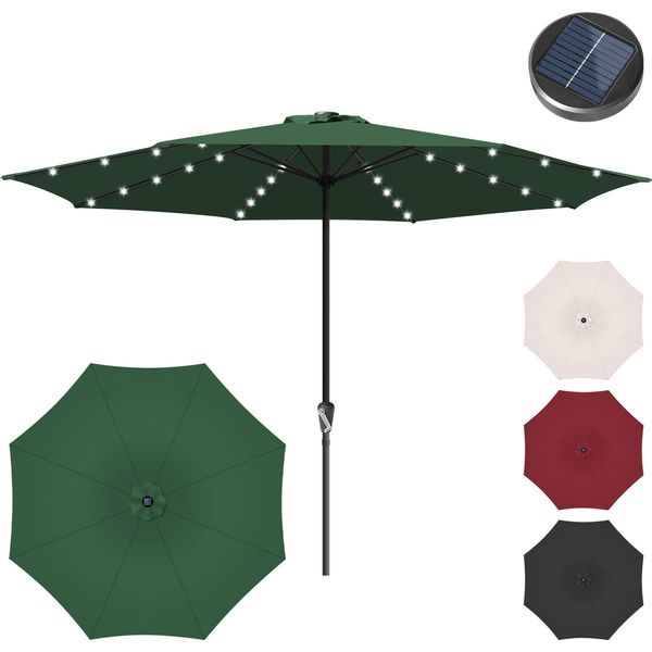 Ombrellone Hengda Ø350Cm Ombrellone UV40+ Ombrellone Da Giardino Terrazza Giardino Protezione Uv Led Solare, Rosso-image