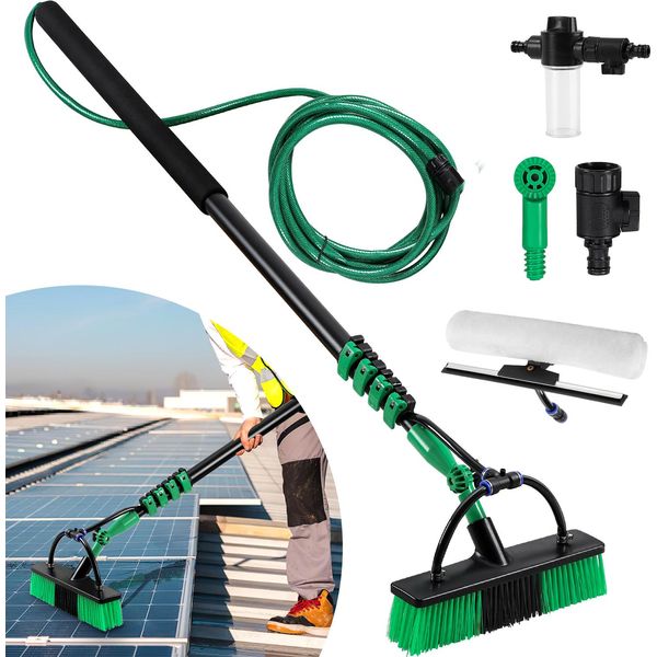 Tolletour 4,8 M Set Con Spazzola, Manico Telescopico E Alimentazione Dell'acqua, Per La Pulizia Di Superfici In Vetro, Finestre, Lastre Per Terrazze Ecc.-image