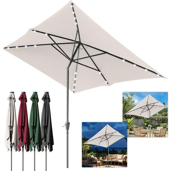 Tolletour Ombrellone Da Giardino 200 X 300 Cm Ombrellone Pieghevole Con Meccanismo A Manovella, Beige-image