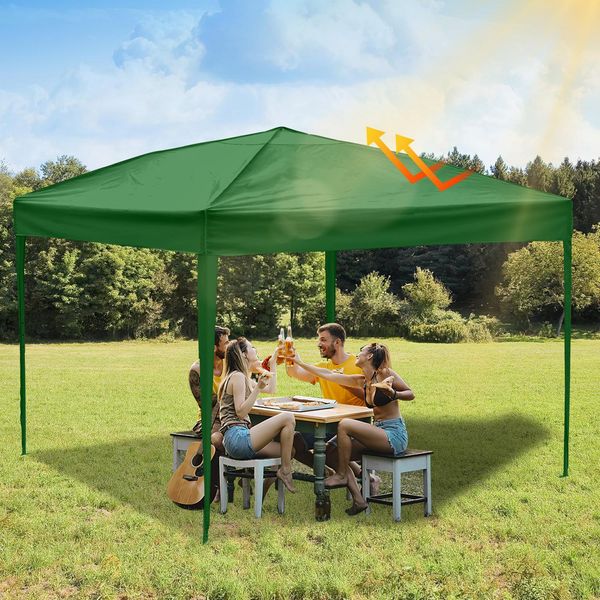 Gazebo Pieghevole Aopunly, Tendone Impermeabile, Gazebo Per Feste Con Protezione Uv, Gazebo Da Giardino Per Feste In Terrazza, Gazebo Pieghevole 3X3M Senza Lati Verde-image