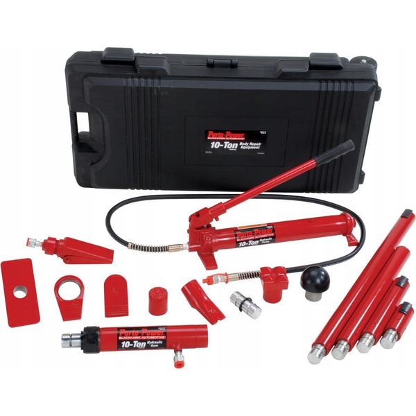 Forsage | Kit Di Cilindri Idraulici, Martinetto Idraulico Portatile, 10 T, Kit Di Riparazione Del Telaio Dell'auto, Con Custodia, Per La Riparazione Di Auto, Camion, Fattoria-image