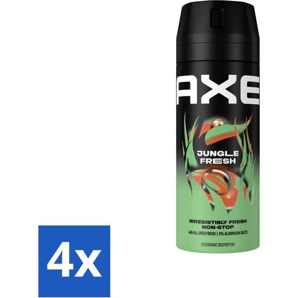 Axe - Deodorante Spray - Jungle Fresh - Profumo Tropicale - Rinfrescante - 150 Ml - Confezione Risparmio - 4 Pezzi-image