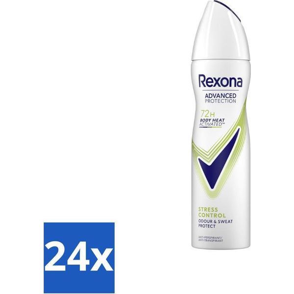 Rexona - Deodorante Spray - Protezione Avanzata Controllo Dello Stress - Contro La Sudorazione Da Stress - 150 Ml - Confezione Risparmio - 24 Pezzi-image