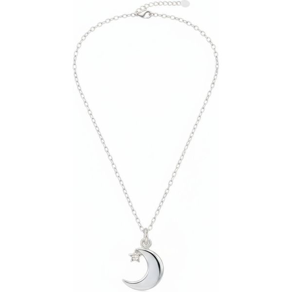 Collana In Argento Sterling Con Luna, Stella E Zirconi Argento Taglia Unica Maxte-image