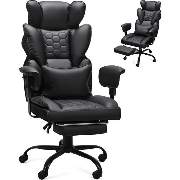 Jayseuw Sedia Da Gioco Con Poggiapiedi Sedia Da Ufficio Ergonomica Con Supporto Lombare Regolabile 150 Kg Di Portata 135° Di Inclinazione Dello Schienale Sedia Per Pc Per Ufficio E Giochi-image