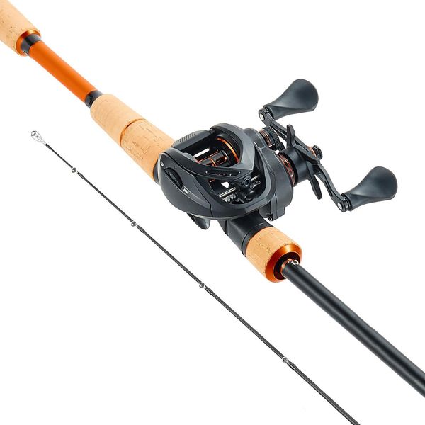 Set Canna Da Pesca E Mulinello Succebuy (Baitcasting), Canna In Fibra Di Carbonio Da 2,13 M (IM7), Set Canna Da Bass Con 7+1 Cuscinetti A Sfera, Rapporto Di Trasmissione 7,0:1 E Impugnatura In Sughero, Per Destrimani-image