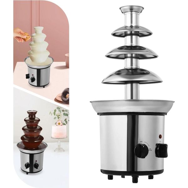 Fontana Di Cioccolato - Elettrica A 4 Livelli - Capacità 1,8 L - Acciaio Inossidabile 430 - Spina Ue - 220-240 V-image