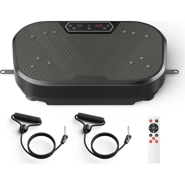Attrezzo Per Allenamento Con Vibrazioni Per Tutto Il Corpo - Pedana Vibrante - 120 Livelli Di Intensità - 10 Programmi - Spina Ue 220 V - Massaggio E Allenamento Muscolare - Nero-image