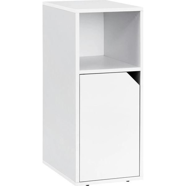 Comodino Stretto - Comodino - Con Anta - Ripiano Aperto - Ripiano Regolabile - Mdf - Bianco-image