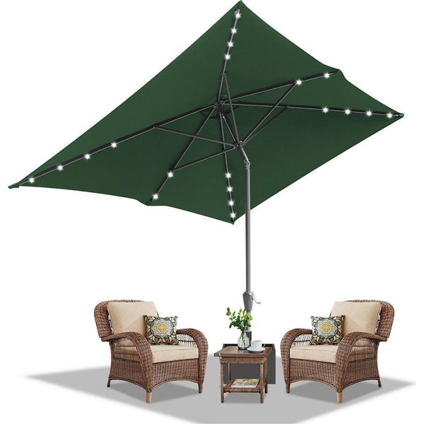 Izrielar Ombrellone 200X300 M UV50+ Protezione Solare Ombrellone Da Giardino Ombrellone Da Spiaggia Led Solare, Pieghevole, Telo Con Rivestimento Pa, Verde-image