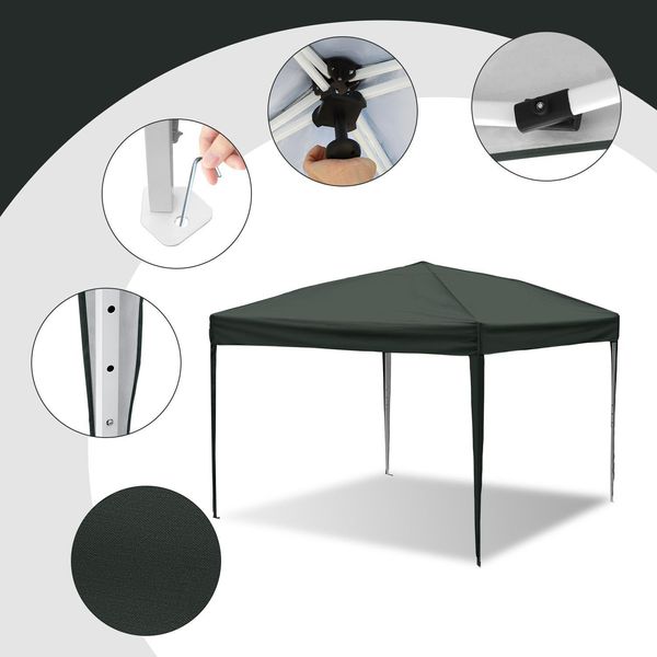 Izrielar Gazebo 3X3M Gazebo Pieghevole Borsa Impermeabile Protezione Uv 50+ Gazebo Da Giardino Pop-Up Tenda Da Giardino Tenda Da Festa Grigio-image