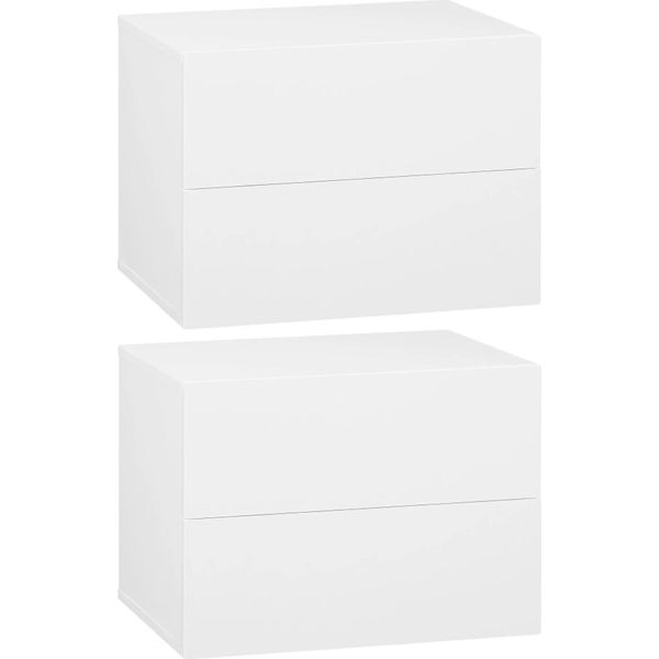 Set Di 2 Comodini Da Parete - Comodini Sospesi - 40X30X30 Cm - 2 Cassetti - Legno Massello - Verde-image