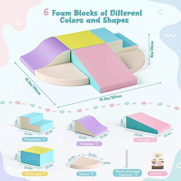 Mattoncini/Blocchi Da Costruzione In Schiuma Per Bambini - Set Da 6 Pezzi - Blocchi Grandi E Morbidi - Schiuma Di Lattice - Giocattoli Didattici - Per Interni - Per Neonati E Bambini Piccoli - Rosa-image