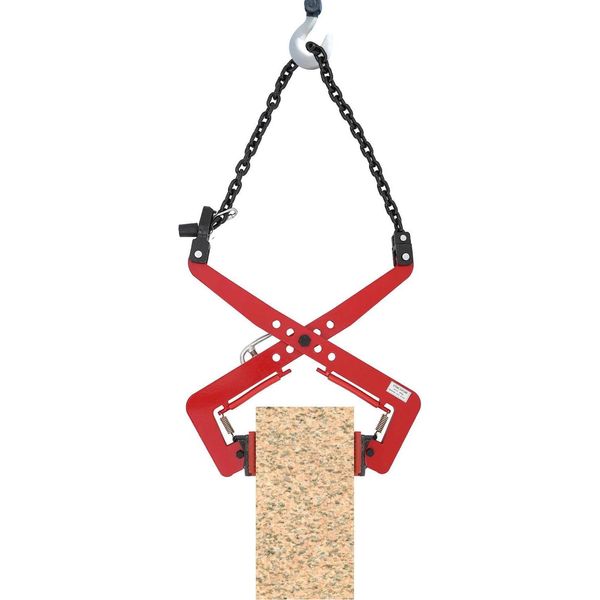 Sollevatore Per Lastre Di Pietra - Morsetto A Forbice - Portata 350 Kg - Apertura Regolabile 10,16 Cm - Supporti In Gomma - Acciaio Legato - Giallo/Rosso-image