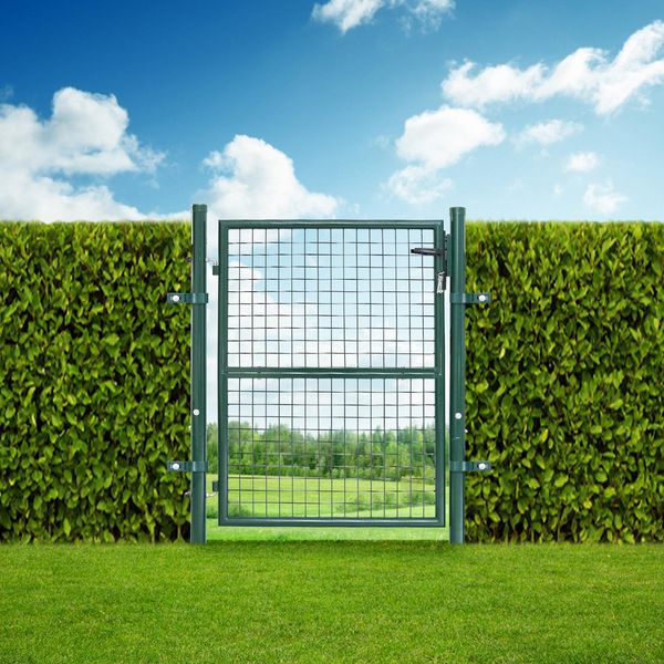 Izrielar Cancello Da Giardino 150X100 Cm Porta Da Giardino In Acciaio Zincato Con Serratura, Cancello Da Cortile Recinzione Incl. Serratura Porta, Cancello, Cancello Da Recinzione, Porta Da Recinzione, Porta Da Giardino, Recinzione Da Giardino - Verde-image