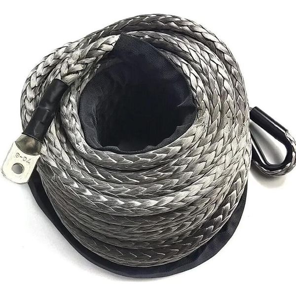 Fune Per Verricello - Fune Sintetica 10 Mm X 30 M - UHMW-PE - Carico Di Rottura 10.800 Kg - Per 4X4, Industria E Fuoristrada - Grigio-image