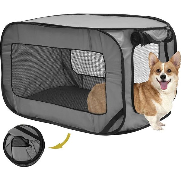 Trasportino Pieghevole Per Cani E Gatti - Trasportino Da Viaggio/Trasporto/Gabbia Da Trasporto - Porta In Rete Con Cerniera - Per Razze Di Piccola Taglia - Interno/Esterno - Per L'auto-image