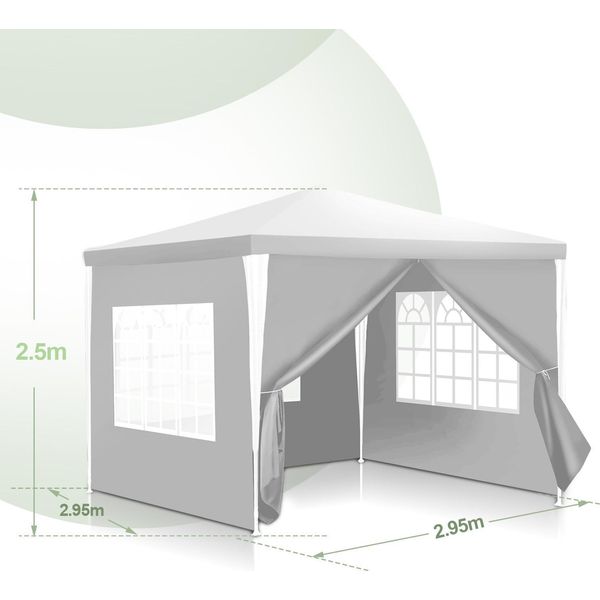 Izrielar Gazebo 3X3M Con Pareti Laterali Borsa Impermeabile Protezione Uv 50+G Gazebo Da Giardino Tenda Da Giardino Tenda Da Festa Bianco-image