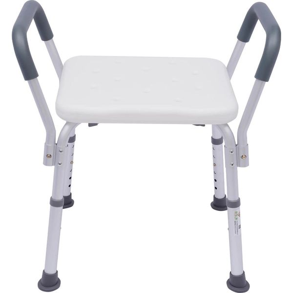 Sedia Da Doccia - Sgabello Da Doccia Con Braccioli - Regolabile In Altezza Da 37 A 49 Cm - Piedini Antiscivolo - Fino A 150 Kg - Bianco-image