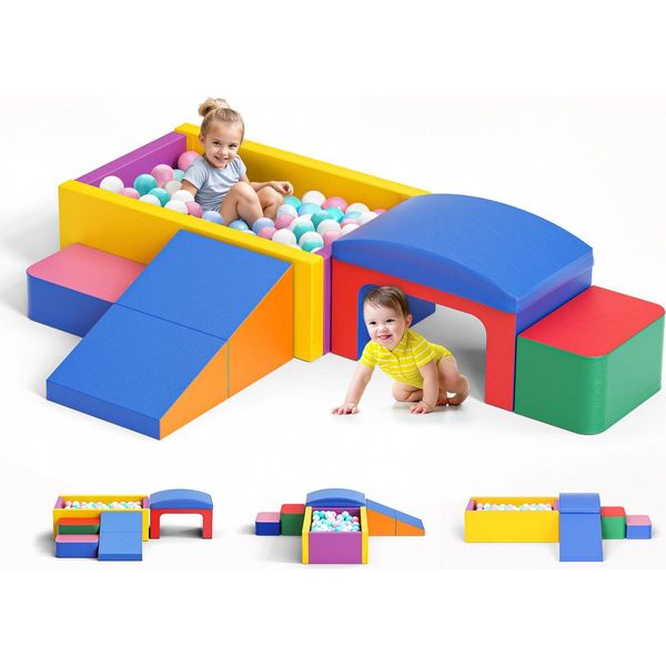 Blocchi In Schiuma Per Bambini - Set Di 9 Blocchi Da Arrampicata - Schiuma Di Lattice - Per Bambini Da 0 A 3 Anni - Interno/Esterno - Softplay E Piscina Di Palline - Blu-image