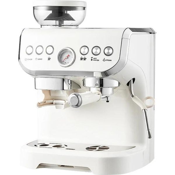 Macchina Per Caffè Espresso, Estrazione A Pressione 20 Bar, Macinacaffè Integrato, Bianco, Ue-image