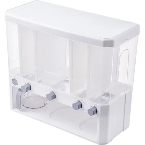 Contenitore Per Riso E Cereali/Contenitore Per Alimenti - Contenitore Con 5 Scomparti - Acrilico Per Uso Alimentare - Grande Capacità - Riutilizzabile - Grigio Chiaro-image