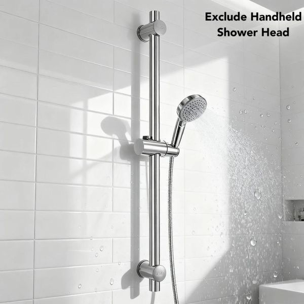 Asta Doccia / Binario Doccia - 66 Cm - Acciaio Inossidabile - Regolabile In Altezza - Supporto Per Soffione Doccia Girevole A 360° - Montaggio A Parete-image