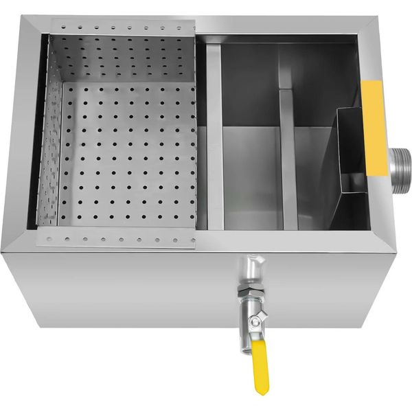 Separatore Di Grassi - Separatore Olio-Acqua - Capacità 19 L - Acciaio Inossidabile - Per Lavello E Cucina, Uso Domestico E Ristorazione - Grigio Chiaro-image