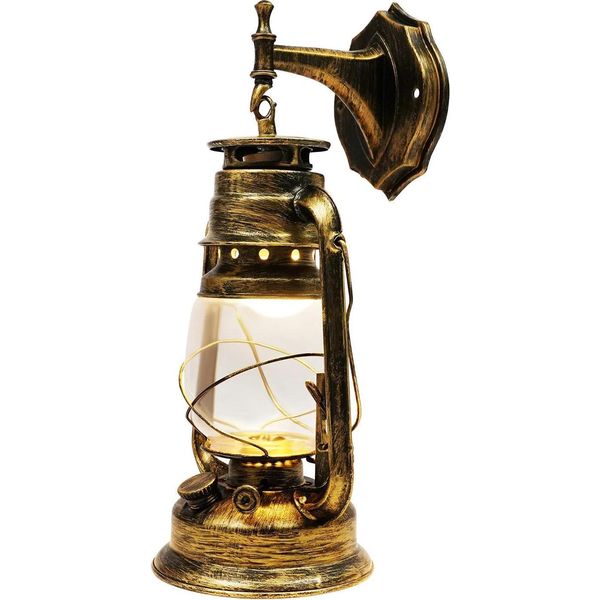 Lampada Da Parete Per Esterni - Lampada Da Parete Industriale A Lanterna - Ferro - 220 V Ca - 249-2000 Lm - Lampadina Inclusa - Non Dimmerabile - Richiede Montaggio-image