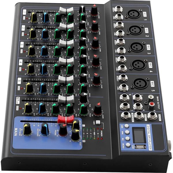 Mixer Audio - Mixer A 7 Canali - Bluetooth - Usb - Dj & Live/Studio - Senza Batteria Integrata-image