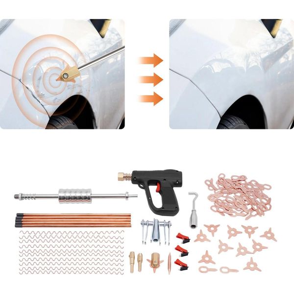 Set Per Riparazione Ammaccature Carrozzeria, 86 Pezzi - Estrattore Ammaccature E Martello Scorrevole - Per Ammaccature Auto - Lavorazione Lamiera - Per Casa E Officina - Nero-image