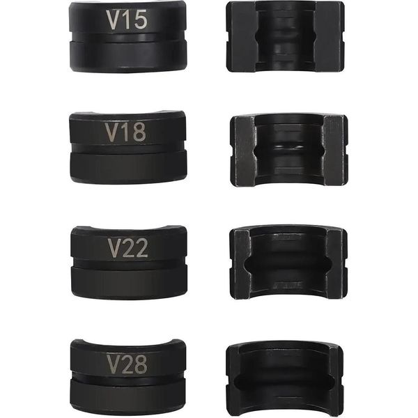 Ganasce Per Tubi In Rame - Set Di Inserti Con Profilo A V, 4 Pezzi - V15 V18 V22 V28 - Per Pinza Pressatrice/Pinza Crimpatrice - Ganasce Intercambiabili - Nero-image