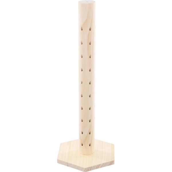 Espositore Per Lecca-Lecca E Cake Pop - Supporto Espositivo - 62 Fori - Legno Di Pino - 40,5×14,7×14,7 Cm - Asta Ø4×39 Cm - Giallo Chiaro Naturale-image