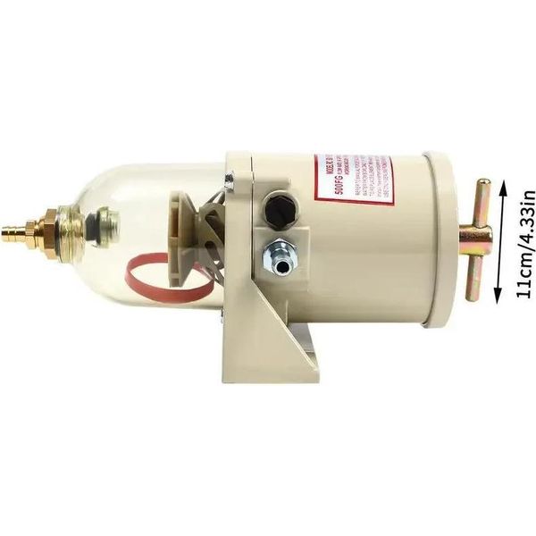Filtro Carburante Separatore D'acqua - 500FG/500FH - Diesel - Portata 227 L/H - Per Imbarcazioni/Barche E Autocarri - Con Tappo Di Scarico-image