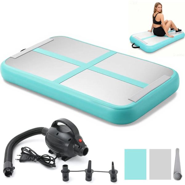 Tappetino Gonfiabile - Tappetino Da Allenamento Airtrack - Con Pompa Elettrica - Per Sport Acquatici E Uso Domestico - Yoga E Allenamento - Beige-image