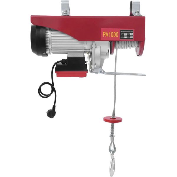 Argano Elettrico - Argano Motorizzato - Capacità Di Sollevamento 1000 Kg - Velocità Di Sollevamento 10 M/Min - Altezza Di Sollevamento 12 M - Potenza 1800 W - Motore In Rame - Rosso-image