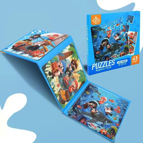 Habarri | Puzzle Magnetici - Veicoli Da Costruzione - Motivo Pirata - Livello 3 - Puzzle Magnetici Da 3 Anni - Gioco Magnetico - Gioco Da Viaggio-image