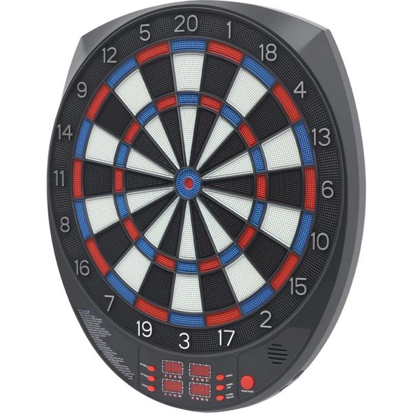Bersaglio Per Freccette - Elettronico - Display Led - Conteggio Automatico Dei Punti - 6 Freccette Incluse - Spina Ue - Nero-image