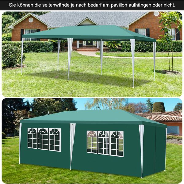 Izrielar Gazebo 3X6M Con Pareti Laterali Borsa Impermeabile Protezione Uv 50+ Gazebo Da Giardino Tenda Da Festa Verde-image