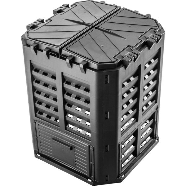 Compostiera Da Giardino - Contenitore Per Compost Da 360 L - Sistema Modulare - Resistente Al Gelo - Nero-image