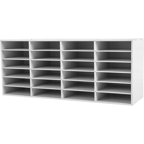 Selezionatore Di Carta E Posta - Organizer Per Casella Postale - 6 Livelli - 24 Scomparti - Pvc - Da Assemblare - Per Ufficio/Biblioteca - Bianco-image