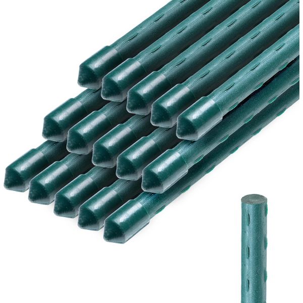 Sostegni Per Piante - Pali Per Pomodori/Pali Da Giardino - 180 Cm - Acciaio Rivestito In Plastica - Per Pomodori E Piante Rampicanti - 15 Pezzi - Riutilizzabili-image