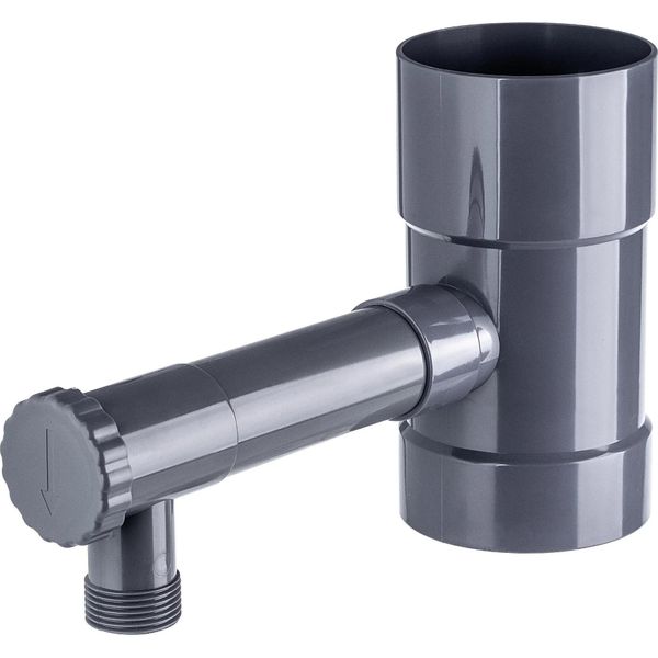 Raccoglitore Di Acqua Piovana - Per Tubo Di Scarico - 90 Mm - Con Rubinetto/Valvola - Grigio-image