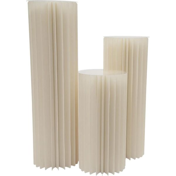 Set Di 3 Supporti Per Fiori - Supporti Per Fiori In Cartone - Pannelli In Pvc - Pieghevoli - Per Decorazioni Di Sfondo Per Matrimoni - Elevata Capacità Di Carico - Bianco Latte-image